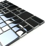 Mozaic sticlă argintiu, reflexii metalice, 30x30x8mm, Midas