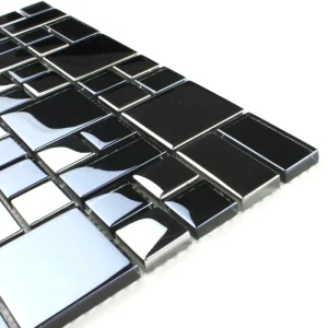 Mozaic sticlă argintiu, reflexii metalice, 30x30x8mm, Midas