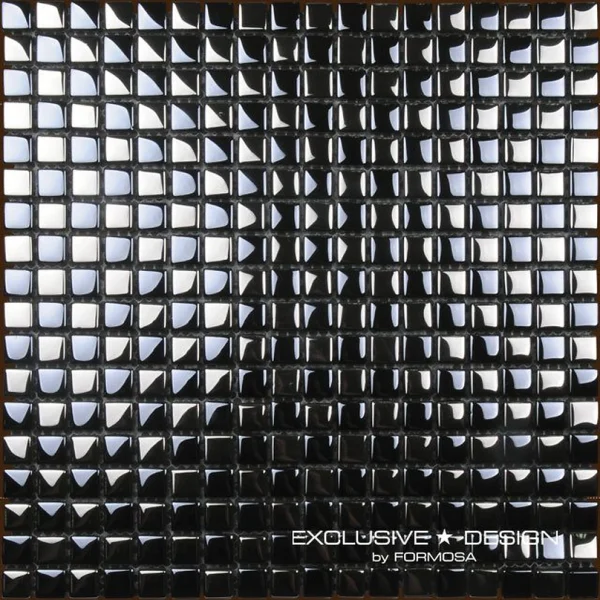 Mozaic din sticlă negru lucios 30x30cm cu 196 piese 14x14mm - Mozaic din sticla