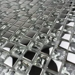 Mozaic sticlă argintiu negru cu efect transparent 300x300mm - Mozaic din sticla