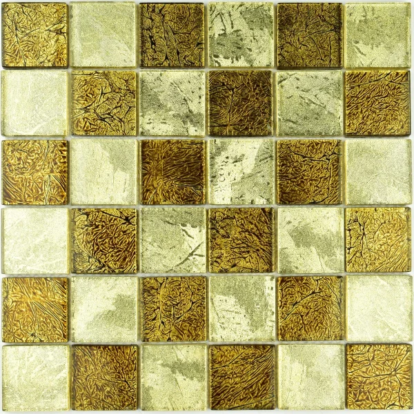 Mozaic sticlă auriu cu finisaj lucios 30x30cm, 8mm, Midas - Mozaic din sticla