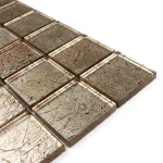 Mozaic sticlă maro bronz cu insertii argintii texturate 30x30 cm - Mozaic din sticla