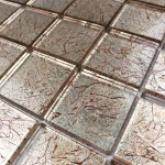 Mozaic sticlă maro bronz cu insertii argintii texturate 30x30 cm - Mozaic din sticla