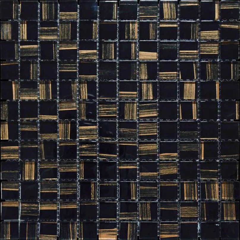 Mozaic sticlă negru cu auriu strălucitor 300x300mm Midas - Mozaic din sticla