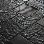 Mozaic sticlă negru-gri textură ondulată relief 300x300mm - Mozaic din sticla