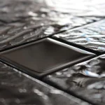 Mozaic sticlă negru-gri textură ondulată relief 300x300mm - Mozaic din sticla