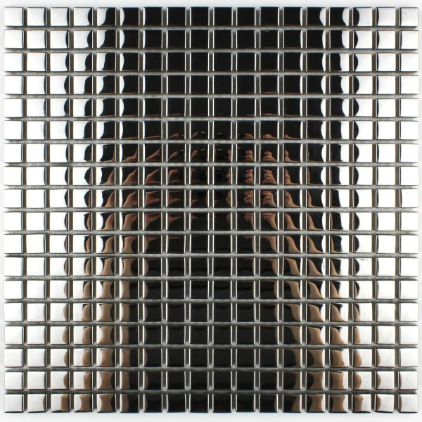 Mozaic sticlă lucios cu inox 300x300x8 mm - Mozaic din sticla