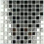 Mozaic sticla argintiu metalic reflexii, Midas 300x300x4 mm