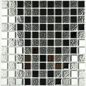 Mozaic sticla argintiu metalic reflexii, Midas 300x300x4 mm
