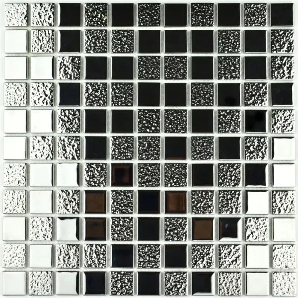 Mozaic sticla argintiu metalic reflexii, Midas 300x300x4 mm