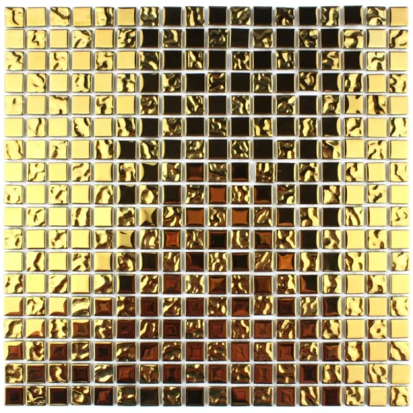 Mozaic de sticlă auriu metalic, 300x300x4mm, Midas