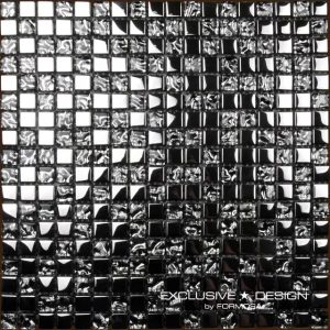 Mozaic din sticla negru cu argintiu A-MGL08-XX-013 Midas