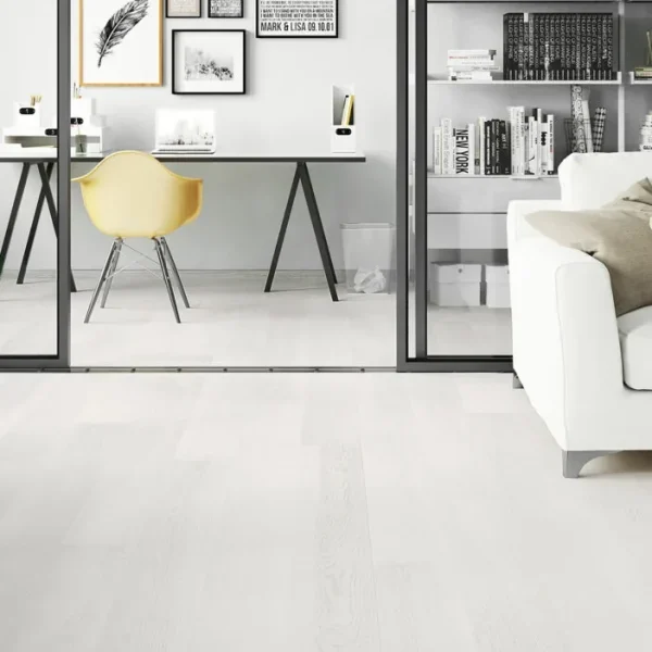 Parchet alb frasin, finisat cu lac mat, Lemon Sorbet Grande, Barlinek, 180x2200x14 mm