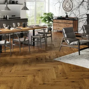 Parchet stejar country Barlinek Brown Sugar Herringbone, 130x725x14 mm