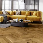 Parchet stratificat stejar afumat, maro, Mainland Chevron, 725x130x14 mm
