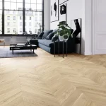 Parchet stejar stratificat Salt Chevron, albit, uleiat natural, Classico Line, Barlinek, 130x725x14 mm