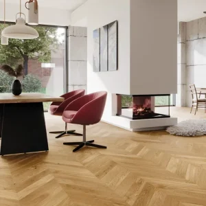 Parchet triplustratificat stejar Bright Chevron, natural, ulei, Classico Line, Barlinek, 130x725x14 mm