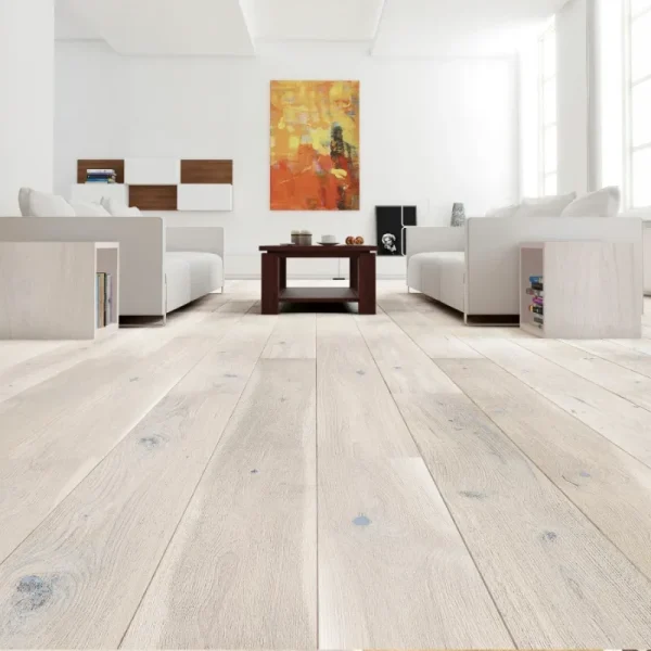Parchet triplu stratificat stejar băițuit alb, lac mat, WHITE TRUFFLE GRANDE Barlinek, 180x2200x14mm