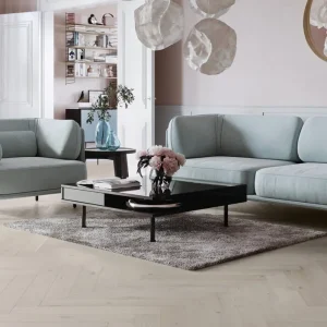 Parchet stratificat stejar, lac mat, Cappuccino Herringbone 110, Barlinek, 110x660x14 mm