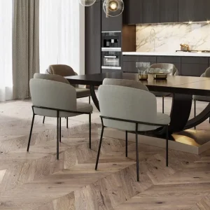 Parchet stejar, mat gri, Chevron 130, Barlinek, 130x725x14 mm