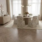 Parchet triplustratificat stejar, auriu, 14x130x725 mm, Herringbone, Barlinek - Parchet herringbone