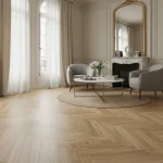 Parchet triplustratificat stejar, lac mat, Caramel Herringbone Barlinek, 110x660x14 mm