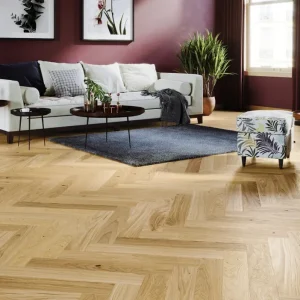 Parchet stratificat stejar, uleiat natural, model herringbone, Bright Herringbone 110, Barlinek, 110x660x14 mm