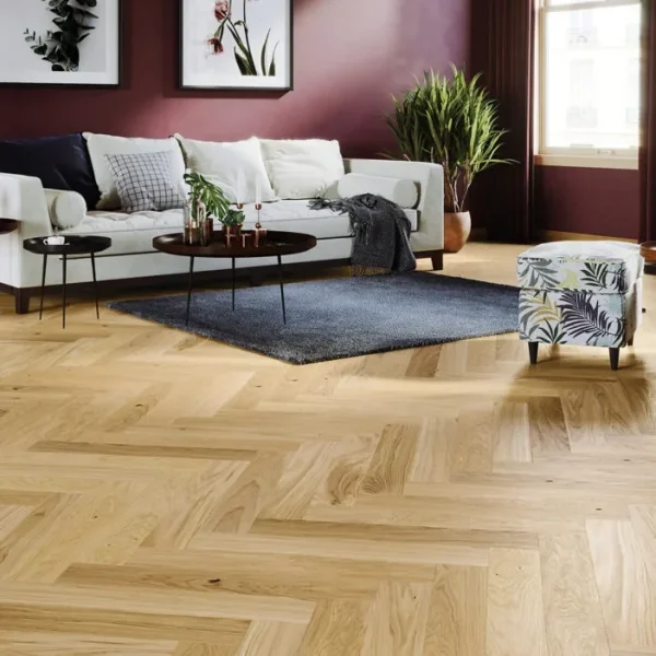Parchet stratificat stejar, uleiat natural, model herringbone, Bright Herringbone 110, Barlinek, 110x660x14 mm