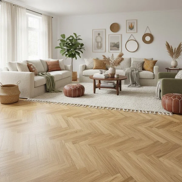 Parchet stratificat stejar natural, Vivid Herringbone, Barlinek, 66x11x1.4 cm
