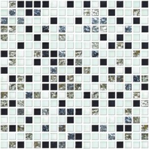 Mozaic sticla & piatra alb cu negru 300x300x8 mm A-MMX08-XX-003 Midas