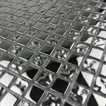 Mozaic de sticlă argintiu, textură mixed, 300x300x8mm, Midas