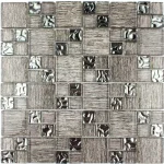 Mozaic de sticlă metalic cu inserții, 300x300x8mm, Midas