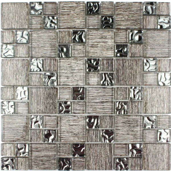Mozaic de sticlă metalic cu inserții, 300x300x8mm, Midas