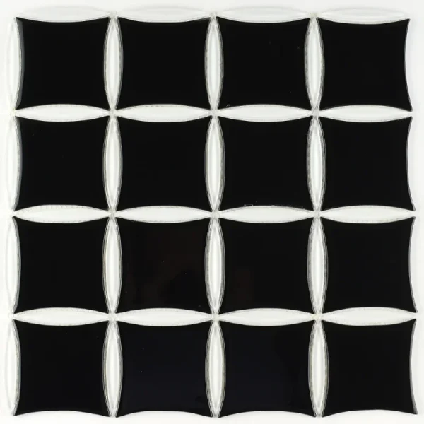 Mozaic sticlă neagră, design geometric 3D, Midas, 316x316mm