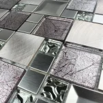 Mozaic de sticlă metalic-texturat, design geometric, 300x300x8mm, Midas