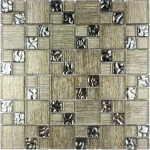Mozaic sticlă bej-argintiu, texturat, Midas A-MGL08-XX-077, 300x300x8mm