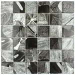 Mozaic sticlă texturi multiple argintiu, 300x300x8mm, Midas