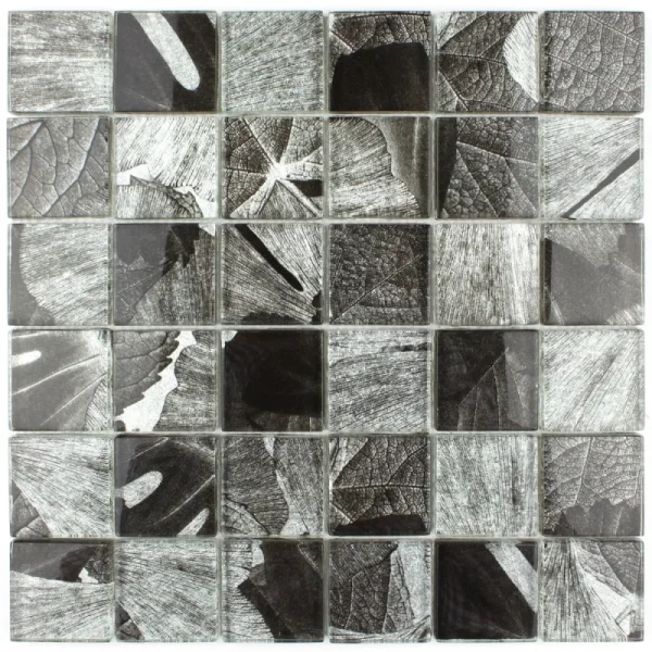 Mozaic sticlă texturi multiple argintiu, 300x300x8mm, Midas
