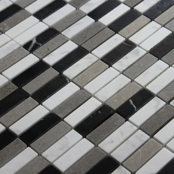 Mozaic piatra alb negru interior exterior Midas A-MST08-XX-026, 300x300x8 mm