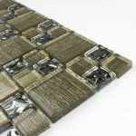 Mozaic sticlă bej-argintiu, texturat, Midas A-MGL08-XX-077,  300x300x8mm