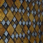 Mozaic sticlă aurie texturată, geometric, 300x300x8mm, Midas