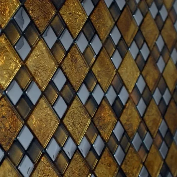 Mozaic sticlă aurie texturată, geometric, 300x300x8mm, Midas