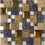Mozaic sticlă auriu texturat, 300x300x8mm, Midas