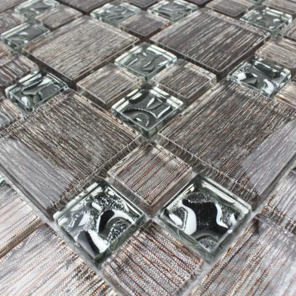 Mozaic de sticlă metalic cu inserții, 300x300x8mm, Midas