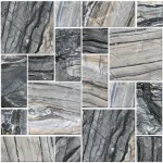 Mozaic piatră naturală gri cu venături negre 300x300x6 mm