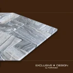 Mozaic piatră naturală gri cu venături negre 300x300x6 mm - Mozaic din sticla