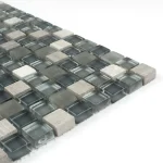 Mozaic sticlă nervurată și piatră naturală gri 30x30x0.8 cm Midas - Mozaic din sticla