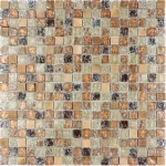 Mozaic sticlă și piatră bej cu aspect cristalizat Midas 300x300x8 mm