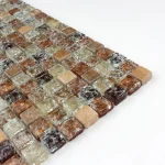 Mozaic sticlă și piatră bej cu aspect cristalizat Midas 300x300x8 mm - Mozaic din sticla