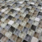 Mozaic sticlă și piatră bej cu texturi mate și lucioase Midas 30x30cm - Mozaic din sticla